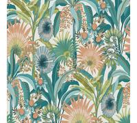 Erismann Wallpaper, Martinique Collection, 10390-18, Non-Woven Wallpaper, Patterns/Designs, 0.53 x 10.05 m, Turquoise, Living Room, Hallway, Office, Kitchen, Living Room