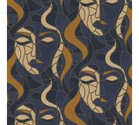 Erismann Elle Decoration 4 Faces Navy Wallpaper 10458-08 - Metallic Art Deco