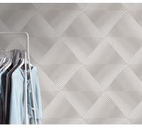 Non-woven wallpaper 3D effect triangle taupe cream metallic 10404-37 (3,46£/1qm)