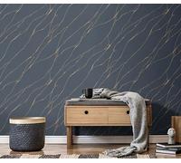 Non-woven wallpaper marble look dark blue gold metallic 10440-08 (2,01£/1qm)