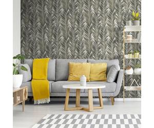 Erismann Palm Trees White Green Floral Textured Non-Woven Effect Wallpaper