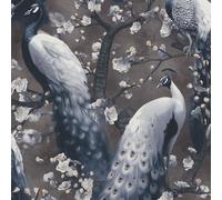 Erismann Peacock Black Wallpaper Flowers Birds Textured Paste The Wall Vinyl
