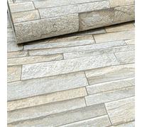 Erismann Rustic Brick 3D Effect Grey Beige Textured Feature Wallpaper