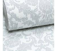 Erismann Silver Glitter Grey White Damask Textured Heavy Duty Vinyl Feature 3D Wallpaper