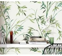 Erismann Stunning Bamboo Leaf In Green With Metallic Highlights