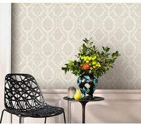 Erismann Timeless Damask Textured Cream Vinyl Wallpaper