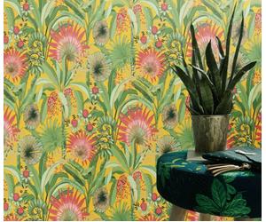 Erismann Vibrant Tropical Yellow And Green Textured Paste The Wall Wallpaper