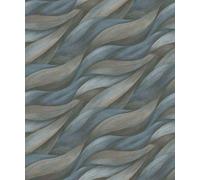 Erismann Waves Nature Leaves Motif Metallic Textured Blue Wallpaper 10257-08