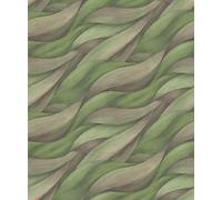 Erismann Waves Nature Leaves Motif Metallic Textured Green Wallpaper 10257-07