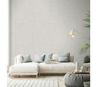 Erismann White Brown Grey Mix Glitter Plain Woven Linen Effect Vinyl Wallpaper