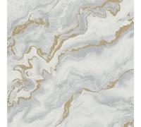 Grey Marble Effect Wallpaper White Gold Metallic Shimmer Textured Thick Vinyl