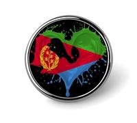Eritrea Eritrean Flag Heart Grown Round Badge Men Women Metal Bezel Pin Button Brooch Lapel Tie Pins for Suits Shirt Jacket Hat Costume Decorative