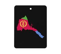 Eritrea Map with Flag Inside And Ribbon 1Pcs Car Air Freshener Automotive Aromatherapy Tablets Hanging Scented Cards for Room Bathroom Square