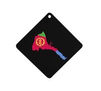 Eritrea Map with Flag Inside And Ribbon 1Pcs Car Air Freshener Automotive Aromatherapy Tablets Hanging Scented Cards for Room Bathroom Rhombus