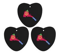 Eritrea Map with Flag Inside And Ribbon 3 Pcs Car Air Freshener Automotive Aromatherapy Tablets Hanging Scented Cards for Room Bathroom Love form