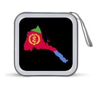 Eritrea Map with Flag Inside And Ribbon 40 Capacity CD Case Hard Plastic Portable Travel DVD Cases Protective Storage Organizer Binder