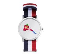 Eritrea Map with Flag Inside and Ribbon Casual Watches for Men Non-Scale Braided Strap Watch Fashion Wrists Accessories Boyfriend Father Gift