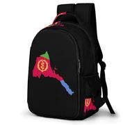 Eritrea Map with Flag Inside And Ribbon Large Pocket Backpack Laptop Casual Daypack Lightweight Bag for Camping Work