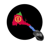 Eritrea Map with Flag Inside And Ribbon Non-Slip Mouse Pads Rubber Base Round Mouse Mat for Desktop Home Office 20 * 20cm