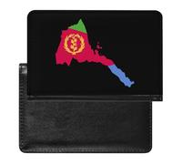 Eritrea Map with Flag Inside and Ribbon PU Leather Passport Covers RFID Blocking Wallet Holder with Card Protector Slot Travel Accessories