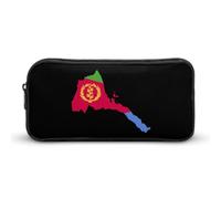 Eritrea Map with Flag Inside and Ribbon Small Pencil Case Large Capacity Pen Bag Aesthetic Makeup Pouch Office Stationery Organizer 22 * 12 * 5cm