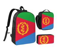 Eritrean Flag 17 Inch Backpack Lunch Bag Pencil Case Set, Cute Print, Durable Oxford Cloth.
