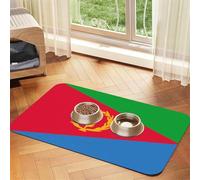 Eritrean flag Pet Water Absorbent Faux Leather Feeding Mat 30x45cm Non Slip Durable Mat for Cat and Dog Bowls