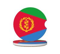 Eritrean flag Prints Ceramic car coasters (2-pack) absorb moisture, are non-slip and easy to clean for cars, trucks, and boats.
