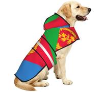 Eritrean flag Reflective Waterproof Dog Raincoat Jacket, Adjustable Hooded Pet Coat with Leash Hole,for Outdoor UseL