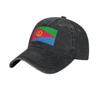 Eritrean Flag Washed Cowboy Baseball Cap for Adults - Stylish and Breathable Hat with Adjustable Strap, Black, One size