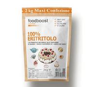 Eritritolo 2 kg foodboost -sostituto dello zucchero- 0kcal - 100% Puro- stesso potere dolcificante dello zucchero da cucina, adatto per diabetici e diete ipocaloriche - contro la carie - conf. bulk