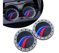 Erivis 2PCS Car Cup Coasters for BMW X3 X5 X1 X4 X7 X6 1 5 6 3 8 4 Series Z4 XM IX Interior Accessories, Anti-Slip Recessed Silicone Car Cup Holder Coasters with Sporty M 3-Color Flowing Logo, 2.75in