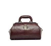 Erivis Genuine leather women's bag retro doctor's bag handmade foreskin layer cowhide Shoulder bag buckle type women's bag, Coffee