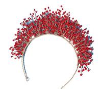 ERJGIKL Artificial Pearl Hairband Bridal Pearl Crystal Headband Women Jewelry Wedding Tiara Gold Accessories(Red)