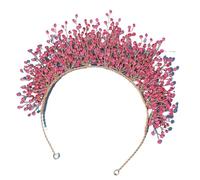 ERJGIKL Artificial Pearl Hairband Bridal Pearl Crystal Headband Women Jewelry Wedding Tiara Gold Accessories(Rose red)