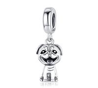 ERKANZHI Pug Diy Charm 925 Sterling Silver Fits Pandora Bracelet Necklace, European Charms Bracelet