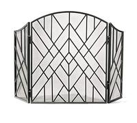 erkebspm 3-Panel Arch Fireplace Screen with Double Bar for Indoor/outdoor Fireplace And Stove，Heavy-Duty Fireguard for Open Fire/Gas Fires/Log Wood Burner