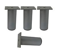erkebspm 4 Pack Metal Furniture Legs Cabinet Feet Kitchen Feet Sofa Feet Table Legs Worktop Bar TV Desk Bed Couch Legs,Round Supporting Feet,Aluminum Alloy,Adjustable Height,with Screws (6c
