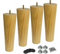erkebspm 4 Solid Wood Furniture Legs, Conical Furniture Legs, Replacement Bed Feet, Round Sofa Feet, Cabinet Legs, Coffee Table Feet, Cabinet Legs, Dresser Legs, with Pre-Drilled M8 Bolts,