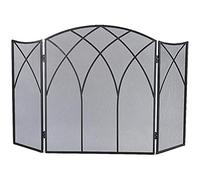 erkebspm Fireplace Screen 3-Panel Foldable Arch Mesh Fire Guard Spark Cover with Decorative Scroll, Black Finish, for Open Fire/Gas Fires/Log Wood Burner Tall 80cm (Color : Black)