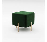erkebspm Foot Stool Shoe Change Stool Square Footstool Velvet Cloth Foot Stools Metal Leg Stool Footstools for Living Room for The Bedroom,Dark green-45x45x41cm