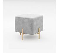 erkebspm Foot Stool Shoe Change Stool Square Footstool Velvet Cloth Foot Stools Metal Leg Stool Footstools for Living Room for The Bedroom,Light gray-45x45x41cm