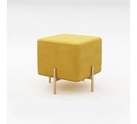 erkebspm Foot Stool Shoe Change Stool Square Footstool Velvet Cloth Foot Stools Metal Leg Stool Footstools for Living Room for The Bedroom,yellow-45x45x41cm