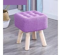 erkebspm Foot Stool Square Footstool Cotton and Linen Foot Stools Wood Leg Stool for The Bedroom for Living Room,Purple-29x29x35cm