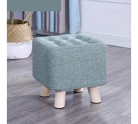 erkebspm Foot Stool Square Footstool Cotton and Linen Foot Stools Wood Leg Stool for The Bedroom for Living Room,Navy-29x29x29cm