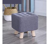 erkebspm Foot Stool Square Footstool Cotton and Linen Foot Stools Wood Leg Stool for The Bedroom for Living Room,gray-29x29x29cm