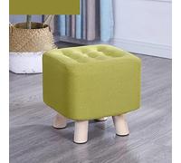 erkebspm Foot Stool Square Footstool Cotton and Linen Foot Stools Wood Leg Stool for The Bedroom for Living Room,matcha-29x29x29cm
