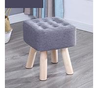 erkebspm Foot Stool Square Footstool Cotton and Linen Foot Stools Wood Leg Stool for The Bedroom for Living Room,Gray-29x29x35cm