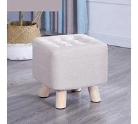 erkebspm Foot Stool Square Footstool Cotton and Linen Foot Stools Wood Leg Stool for The Bedroom for Living Room,plain-29x29x29cm