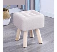erkebspm Foot Stool Square Footstool Cotton and Linen Foot Stools Wood Leg Stool for The Bedroom for Living Room,Plain-29x29x35cm